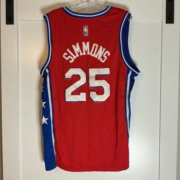 Philadelphia 76ers Ben Simmons #25 Nike Swingman NBA Jersey Mens‎ Red - Picture 2 of 5